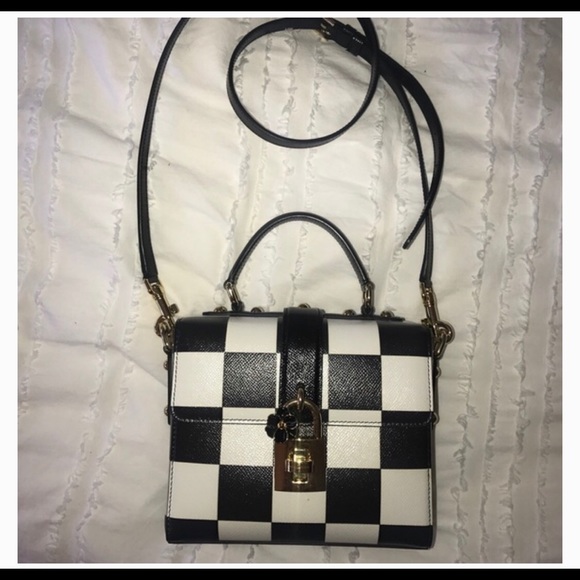 black and white checkered handbag